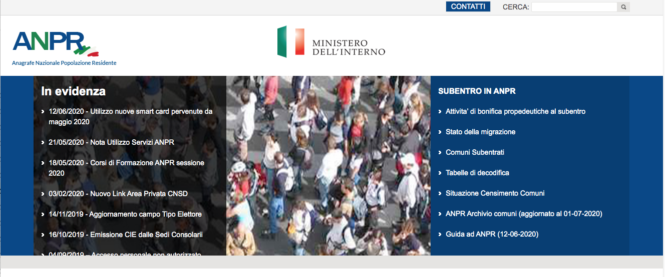 Anpr - anagrafe nazionale della popolazione residente