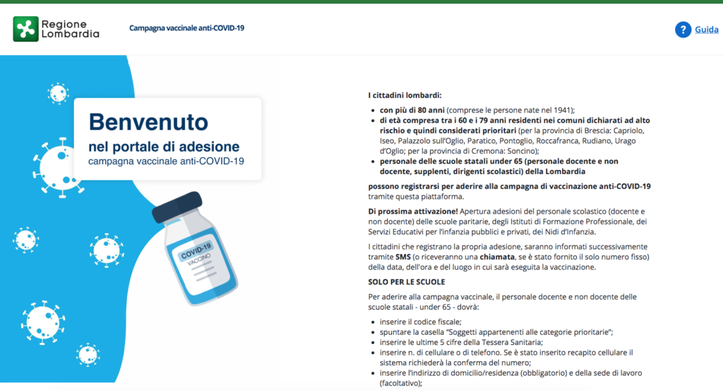 COR Regione Lombardia - Portale vaccinazioni